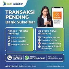 Transaksi Pending di Bank Sulselbar Wa.08179160855